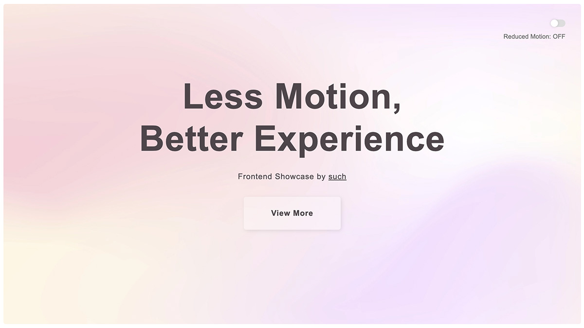 Reduced Motion Hero Demo | suchの実績